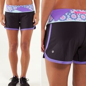 Lululemon Groovy Run Shorts Size 6 Black Purple Luxtreme Swift Athletic Running